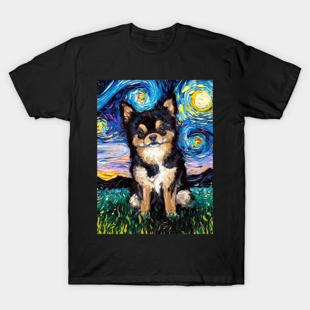 Black and Tan Chihuahua Night T-Shirt by sagittariusgallery